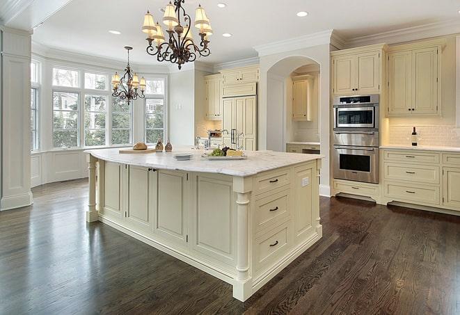 wood-look laminate flooring in bright, airy kitchen in Bromley, KY