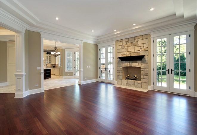 rich mahogany wood flooring in a luxurious dining room